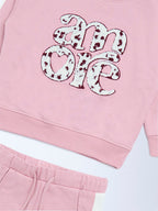 HOP Kids Pink Cotton-Blend Sweatshirt and Joggers Set