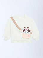 HOP Kids Off-White Animal Design Cotton-Blend Sweatshirt