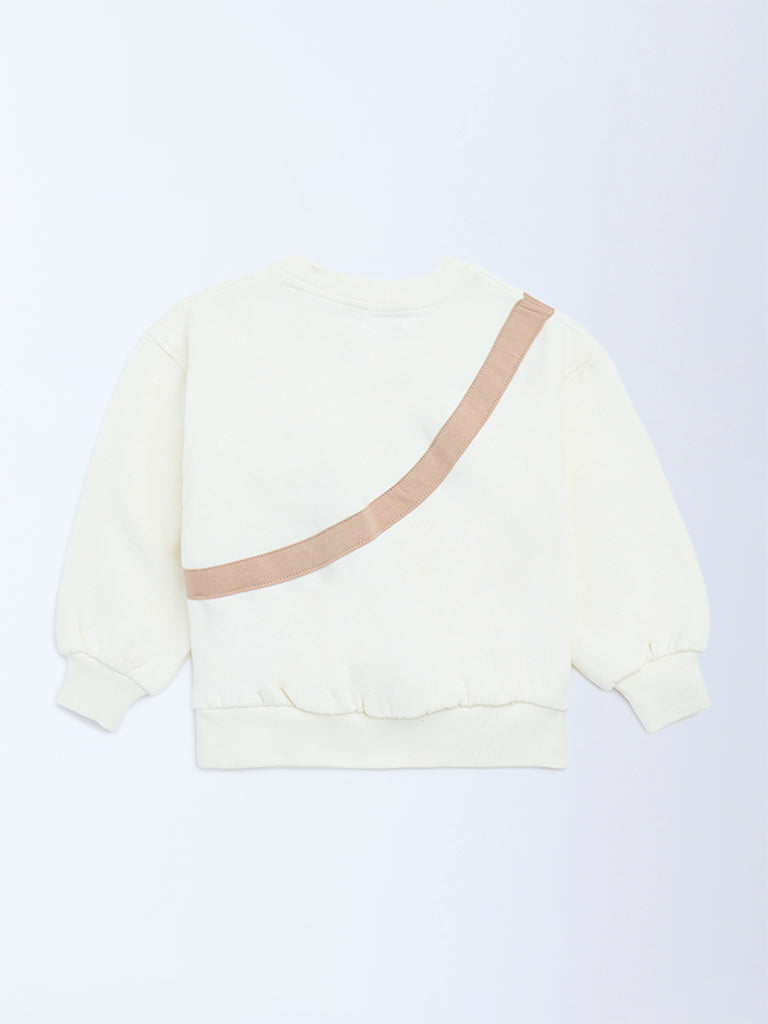 HOP Kids Off-White Animal Design Cotton-Blend Sweatshirt