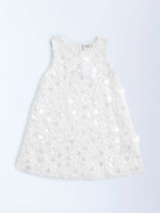 HOP Kids White Embellished Party Dress