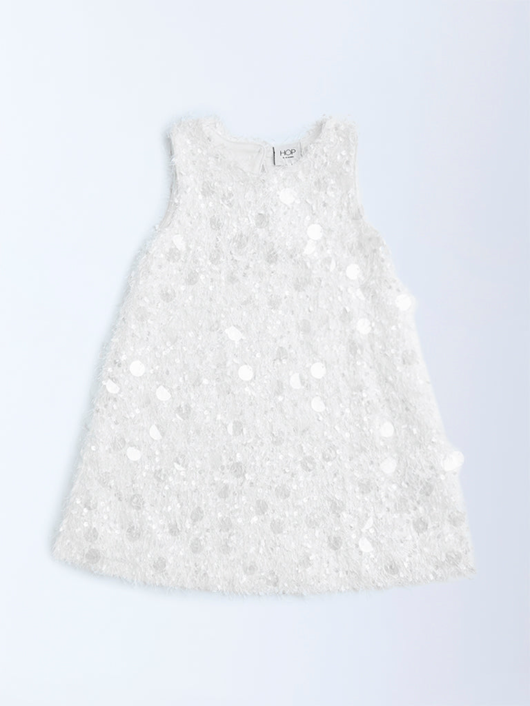 HOP Kids White Embellished Party Dress