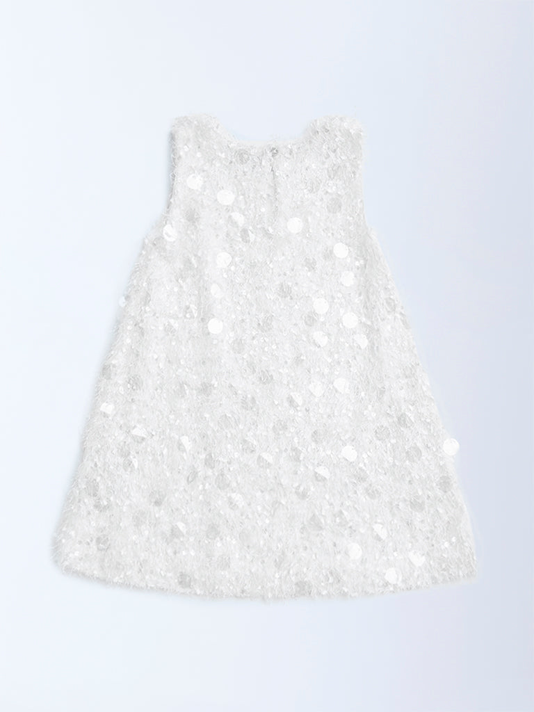 HOP Kids White Embellished Party Dress