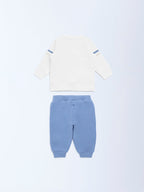 HOP Baby White Cotton-Blend Sweatshirt and Joggers Set