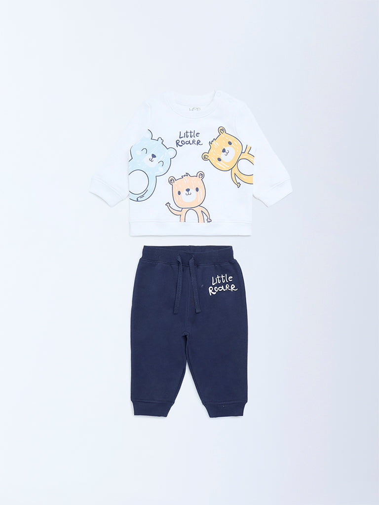 HOP Baby Navy Cotton Sweatshirt and Joggers Set