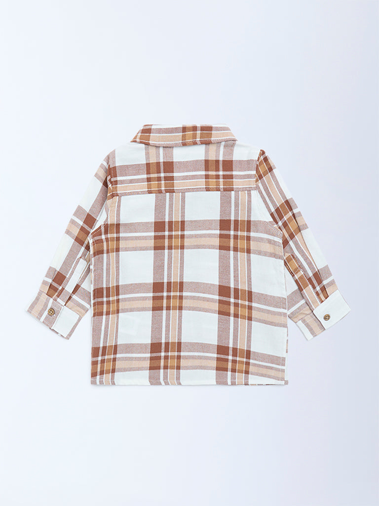 HOP Baby Brown Checks Design Cotton Shirt