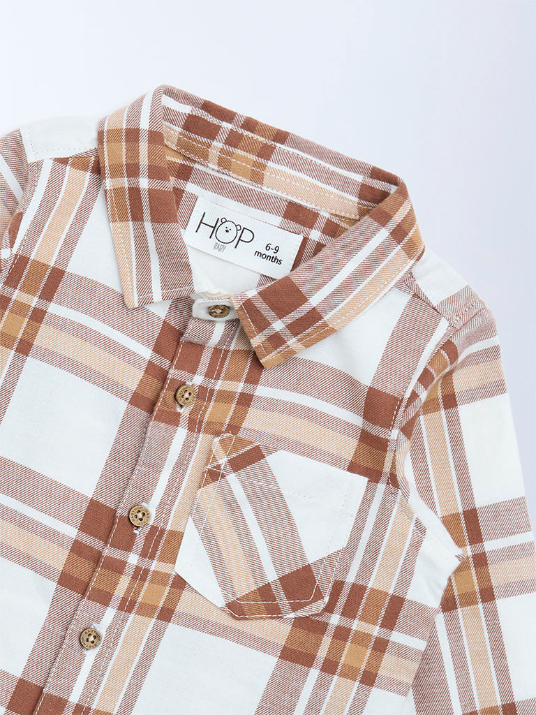 HOP Baby Brown Checks Design Cotton Shirt