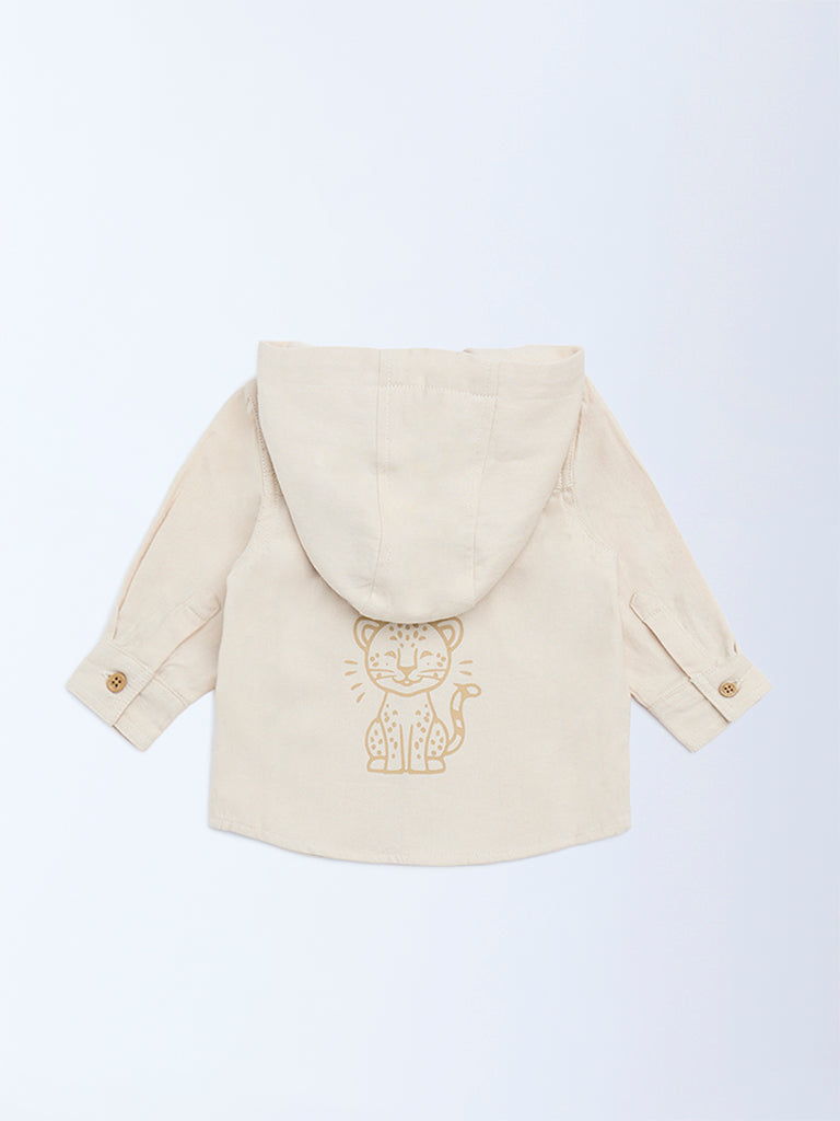 HOP Baby Beige Animal Printed Cotton Shirt