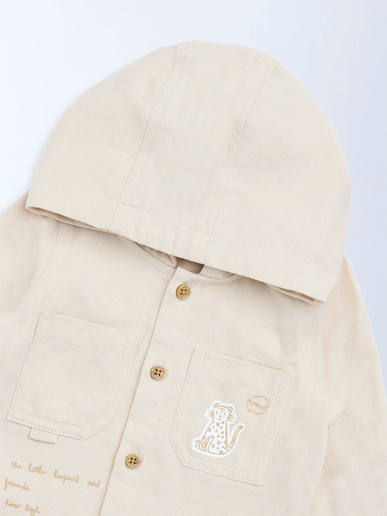 HOP Baby Beige Animal Printed Cotton Shirt