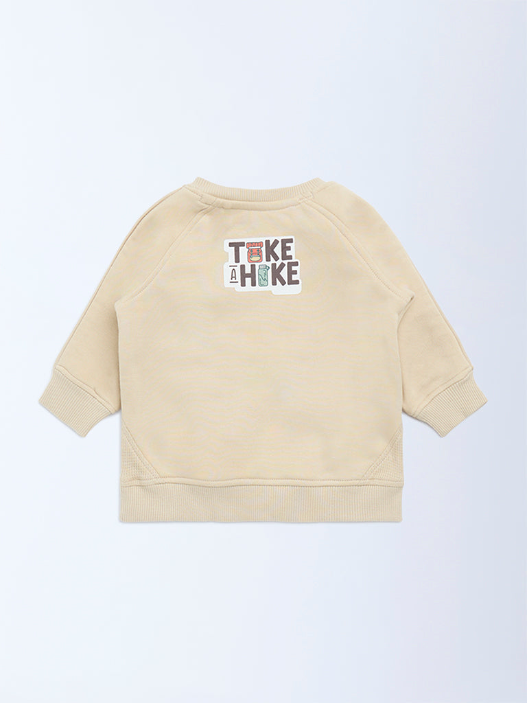 HOP Baby Beige Embroidered Cotton-Blend Sweatshirt