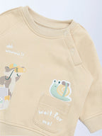 HOP Baby Beige Embroidered Cotton-Blend Sweatshirt