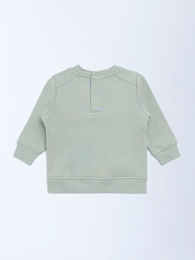 HOP Baby Sage Embroidered Cotton-Blend Sweatshirt