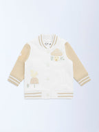 HOP Baby White Printed Cotton-Blend Varsity Jacket