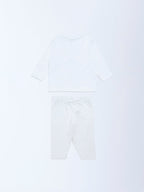 HOP Baby White Animal Printed Cotton T-Shirt and Pants Set