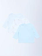 HOP Baby Blue Printed Cotton T-Shirts - Pack of 3