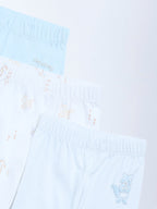 HOP Baby Blue Printed Mid-Rise Cotton Pants - Pack of 3
