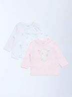 HOP Baby Pink Printed Cotton T-Shirts - Pack of 3