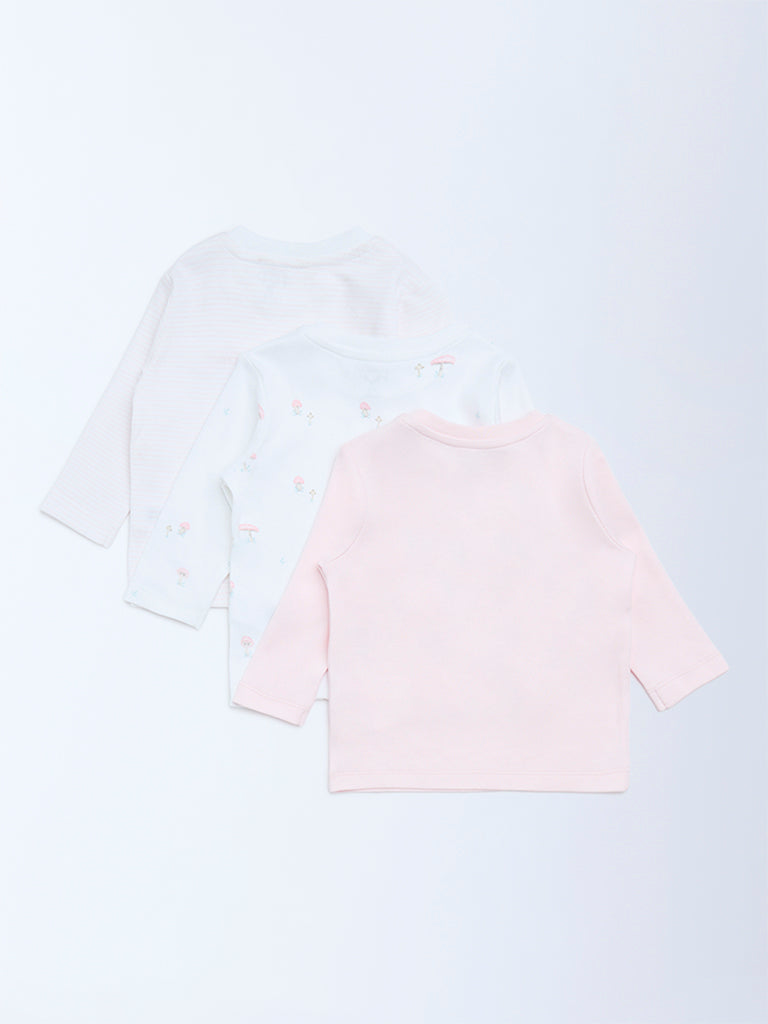 HOP Baby Pink Printed Cotton T-Shirts - Pack of 3