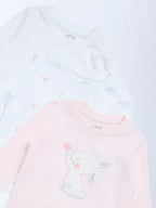 HOP Baby Pink Printed Cotton T-Shirts - Pack of 3