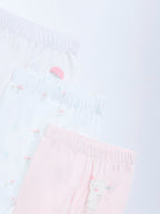 HOP Baby Pink Printed High-Rise Cotton Pants - Pack of 3