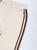 Y&F Kids Beige Striped High-Rise Cotton-Blend Joggers