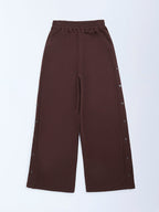 Y&F Kids Brown High-Rise Cotton-Blend Joggers