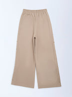 Y&F Kids Beige High-Rise Cotton-Blend Joggers