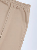 Y&F Kids Beige High-Rise Cotton-Blend Joggers