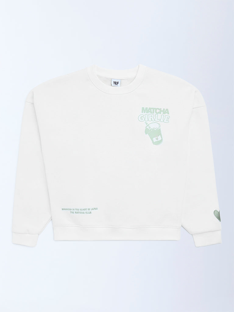 Y&F Kids Off-White Printed Cotton-Blend Sweatshirt