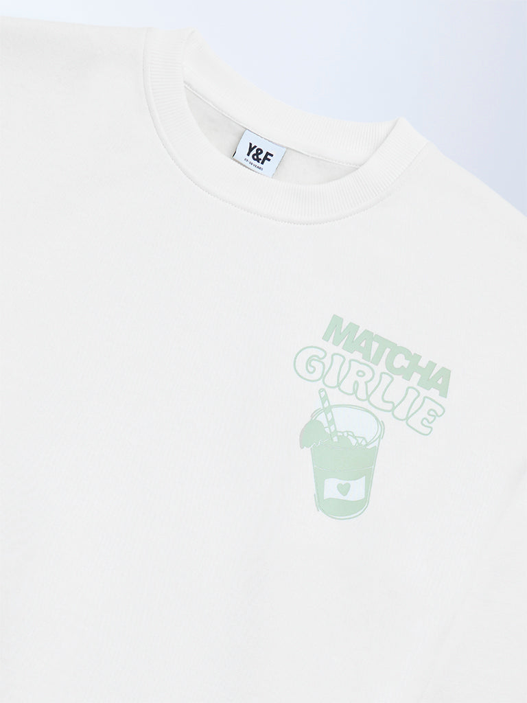 Y&F Kids Off-White Printed Cotton-Blend Sweatshirt