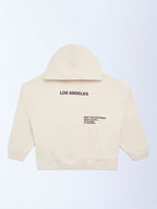 Y&F Kids Light Beige Text Printed Cotton-Blend Hoodie