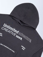 Y&F Kids Charcoal Text Design Cotton-Blend Hoodie