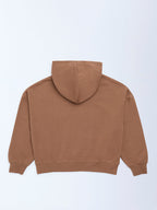 Y&F Kids Brown Printed Cotton-Blend Hoodie