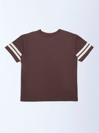 Y&F Kids Brown Printed Cotton T-Shirt