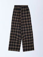 Y&F Kids Brown Checks Pattern Mid-Rise Cotton Trousers