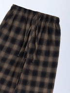 Y&F Kids Brown Checks Pattern Mid-Rise Cotton Trousers