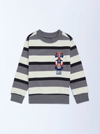 HOP Kids Grey Striped Cotton Sweatshirt