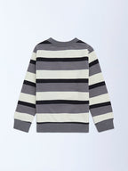 HOP Kids Grey Striped Cotton Sweatshirt