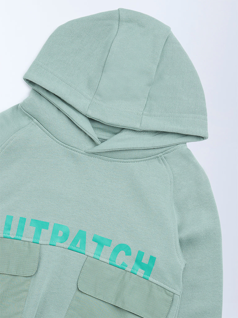 HOP Kids Sage Typographic Cotton-Blend Hoodie