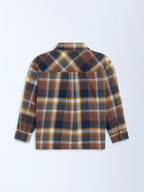 HOP Kids Brown Checkered Cotton Shirt