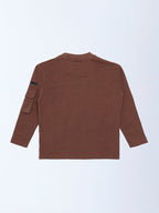 HOP Kids Brown Printed Cotton T-Shirt