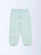 HOP Kids Mint Solid High-Rise Cotton-Blend Joggers