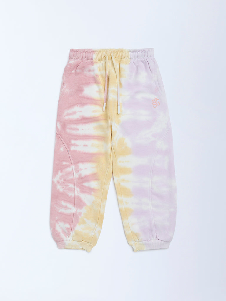 HOP Kids Multicolour Tie-Dye High-Rise Cotton-Blend Joggers