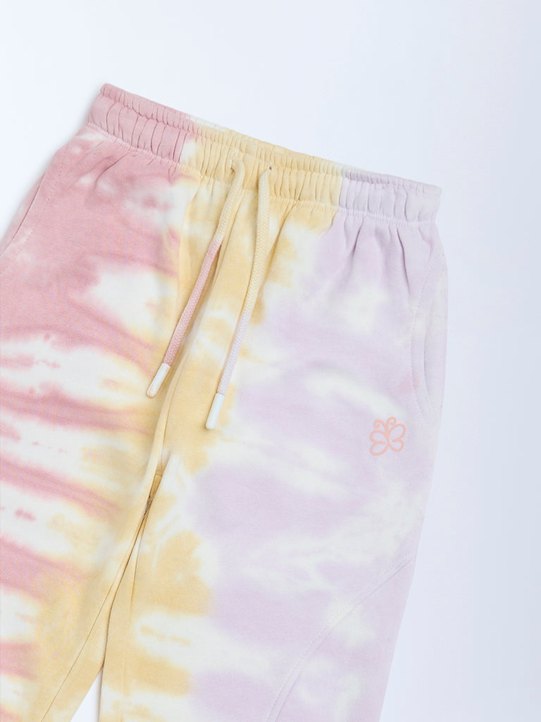 HOP Kids Multicolour Tie-Dye High-Rise Cotton-Blend Joggers