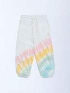 HOP Kids Off-White Tie-Dye High-Rise Cotton-Blend Joggers