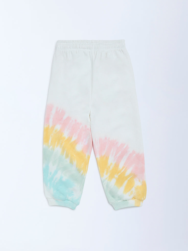 HOP Kids Off-White Tie-Dye High-Rise Cotton-Blend Joggers