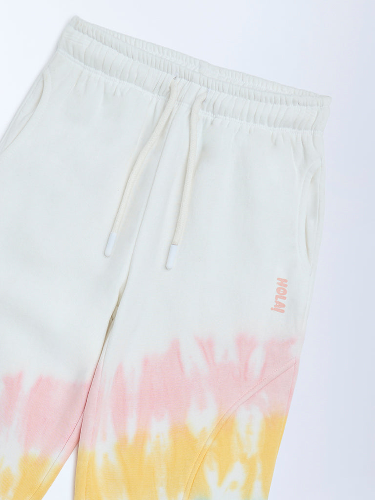 HOP Kids Off-White Tie-Dye High-Rise Cotton-Blend Joggers