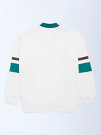 Y&F Kids Off-White Printed Cotton-Blend Polo Sweatshirt