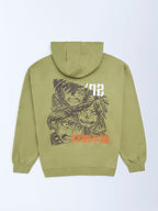 Y&F Kids Olive Anime-Inspired Cotton Hoodie