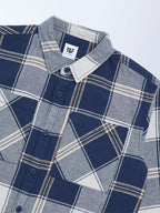 Y&F Kids Navy Checks Printed Cotton Shirt