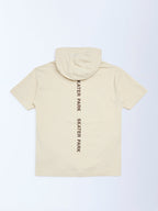 Y&F Kids Beige Printed Cotton Hoodie
